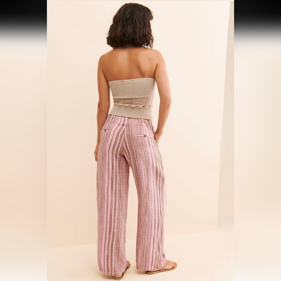 Urban Outfitters Martina Wide Leg Linen Blend Striped Pants size 2 - Picture 2 of 10
